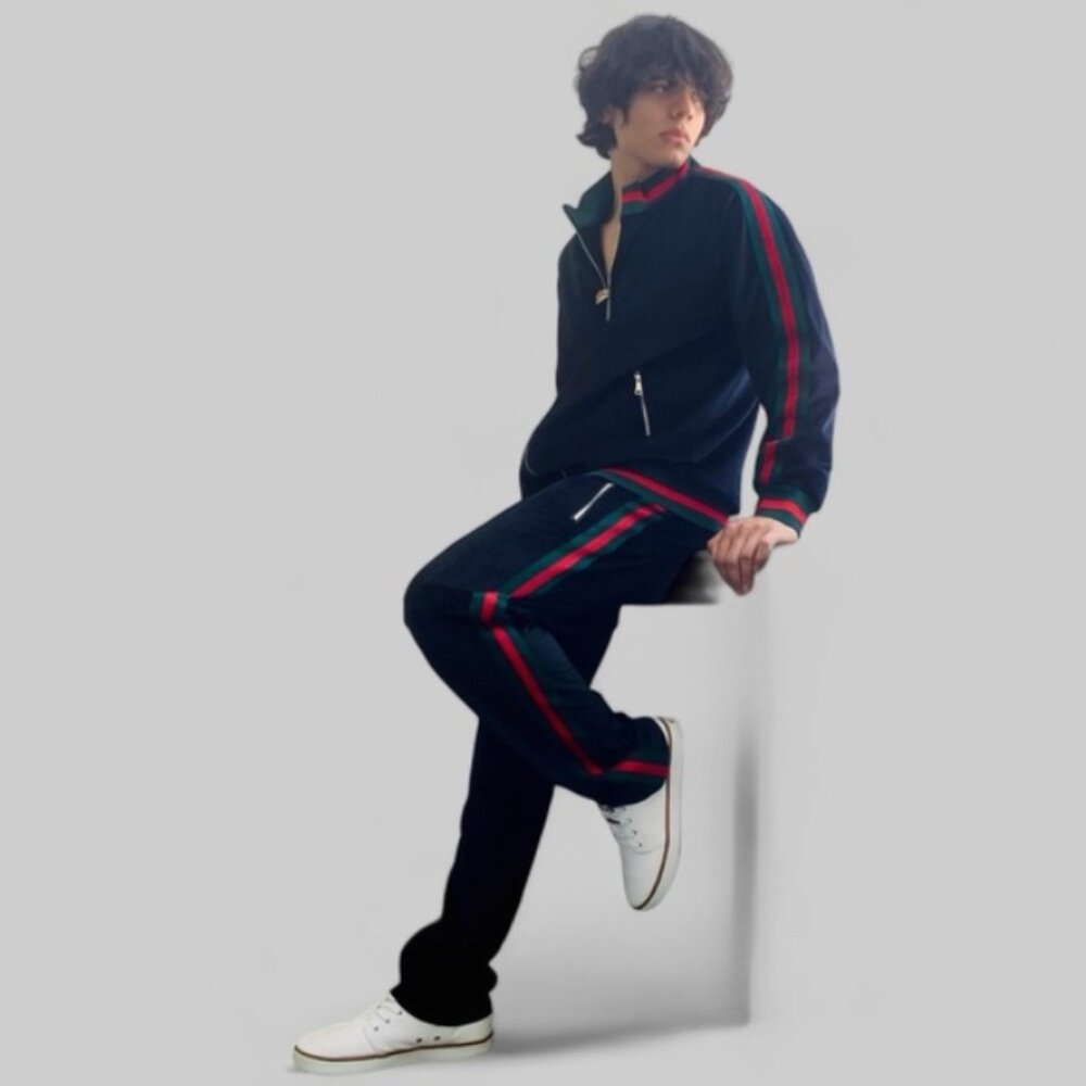 Men's Manzini Black | Green | Red Velvet Casual Tracksuits NWT